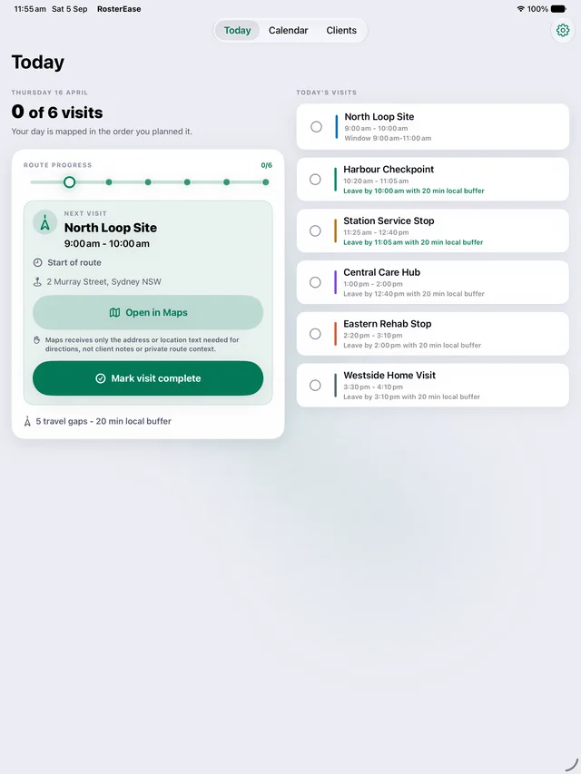 Field Worker Today on iPad with a six-visit plan.